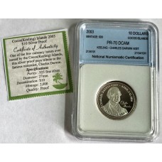 COCOS KEELING ISLANDS 2003 . TEN 10 DOLLARS COIN . ERROR . MISSING INSCRIPTION